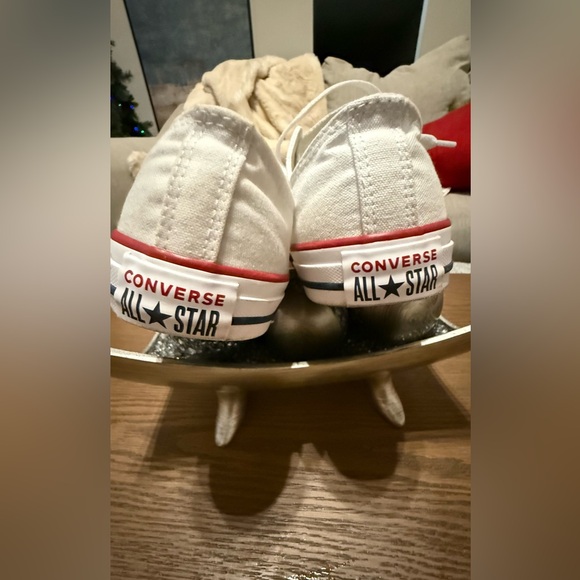 Converse White and Red Low-Top Sneakers - W8 | M6 - Picture 6 of 7